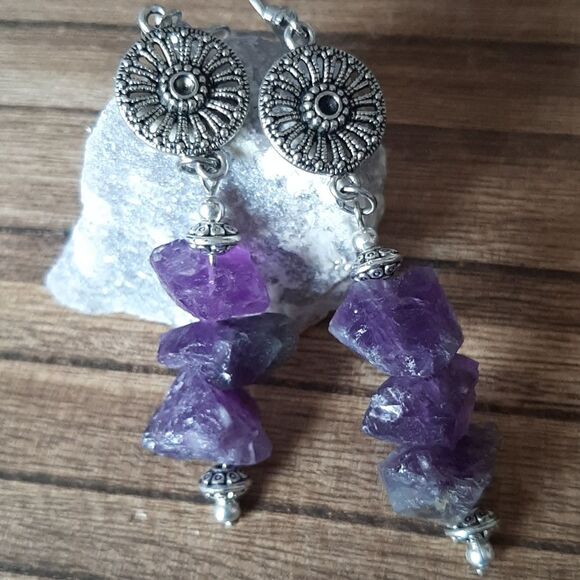 Amethyst Drop Earrings - Picture 2 of 3